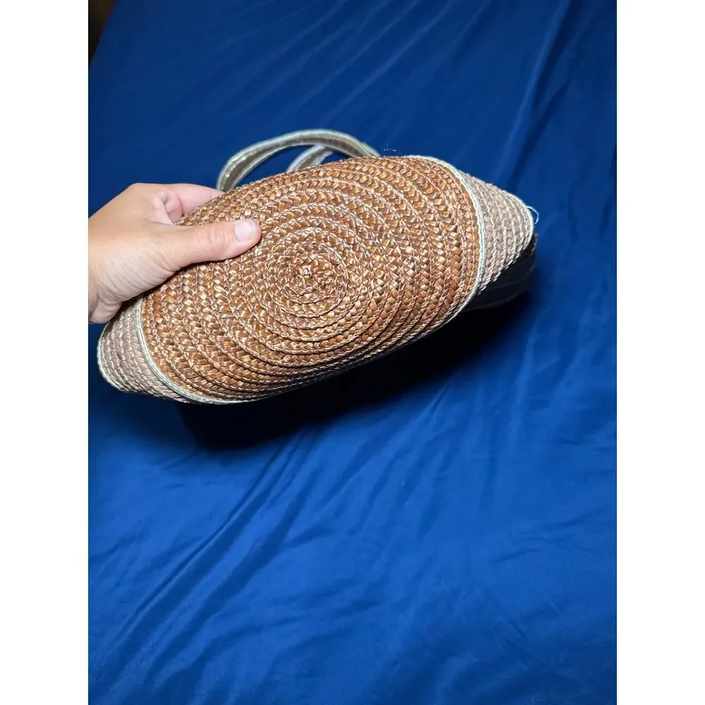 Womens wicker purse striped tote grandmacore artsy‎ bohemian boho chic classic